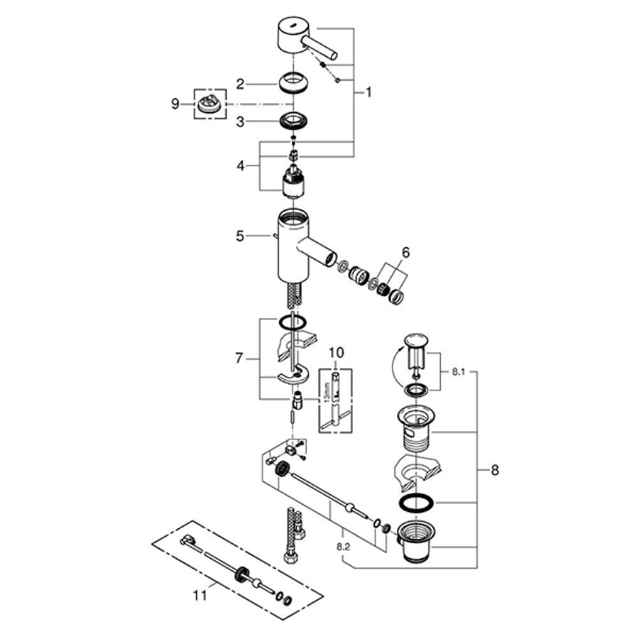 Смеситель для биде с донным клапаном, размер S, хром Grohe Essence 33603000 2