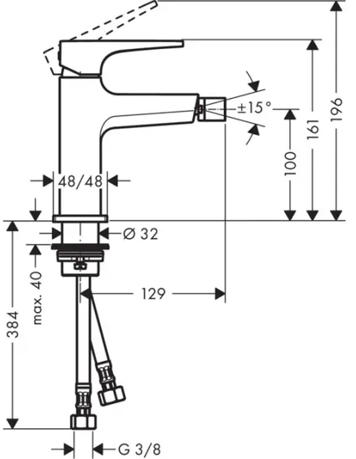 Смеситель для биде с донным клапаном, хром Hansgrohe Metropol 32520000 2