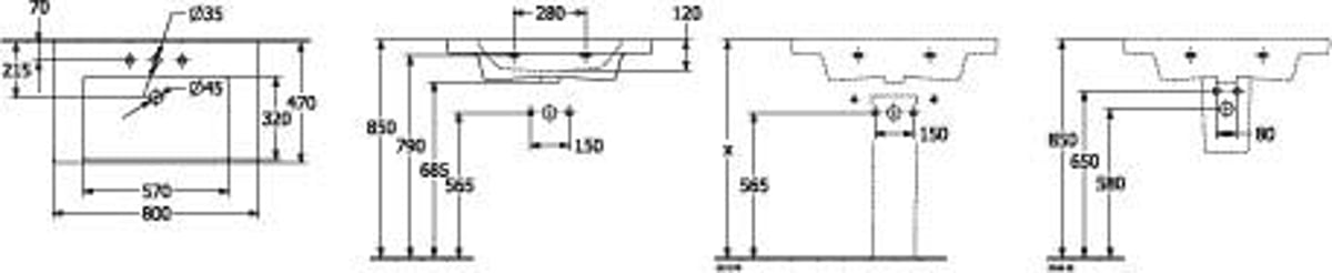 Раковина Villeroy&Boch Subway 3.0 80 4A708001 3