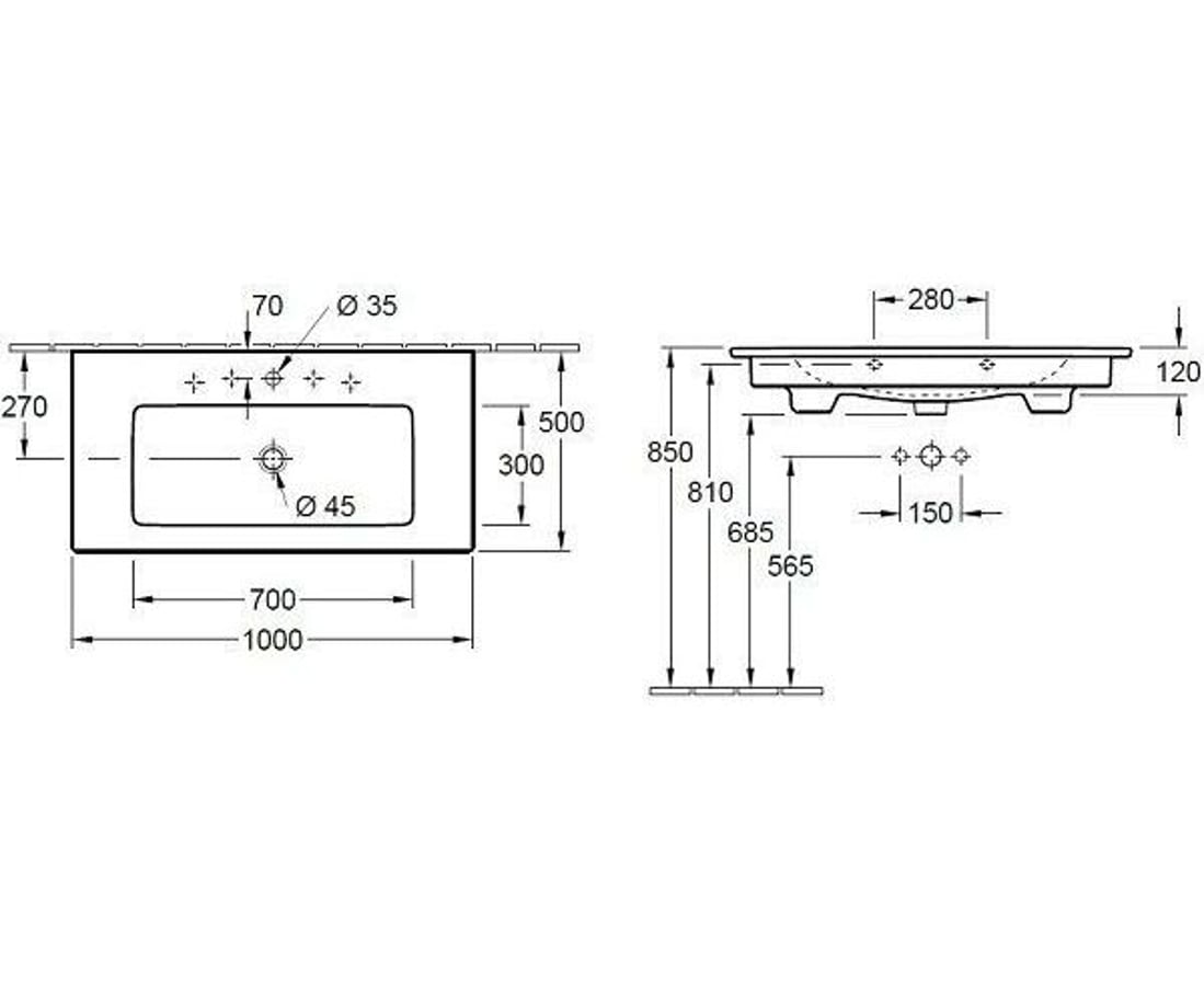 Раковина 1000 x 500 мм Venticello 4104AL01 Villeroy&Boch 2
