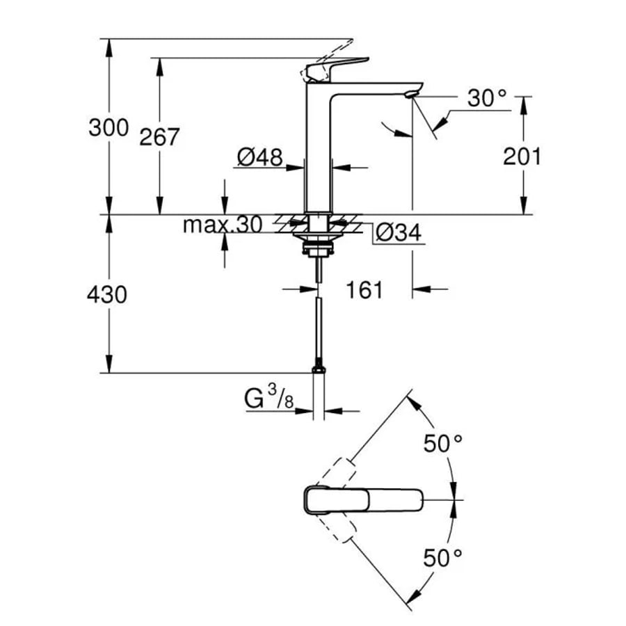 Смеситель для раковины, размер XL, хром Grohe Cubeo 1017290000 2