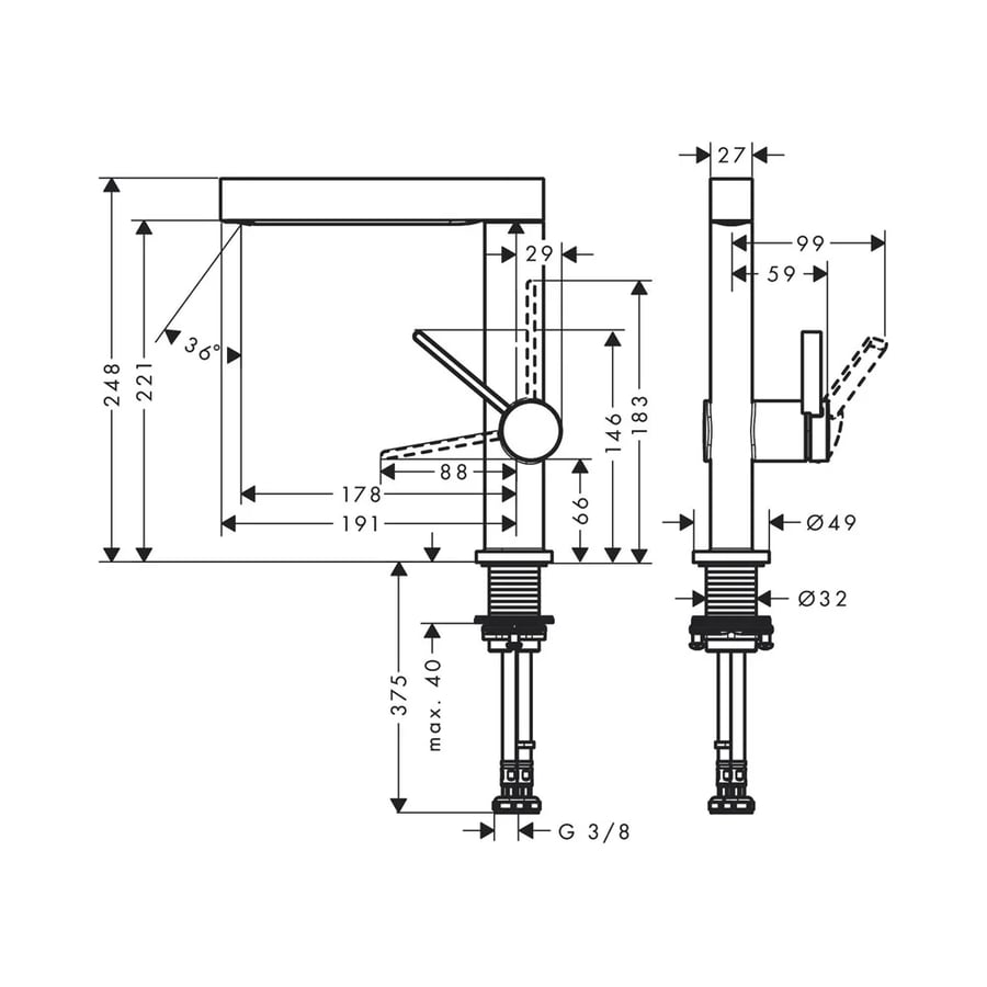 Смеситель для раковины с донным клапаном, хром Hansgrohe Finoris 76060000 2