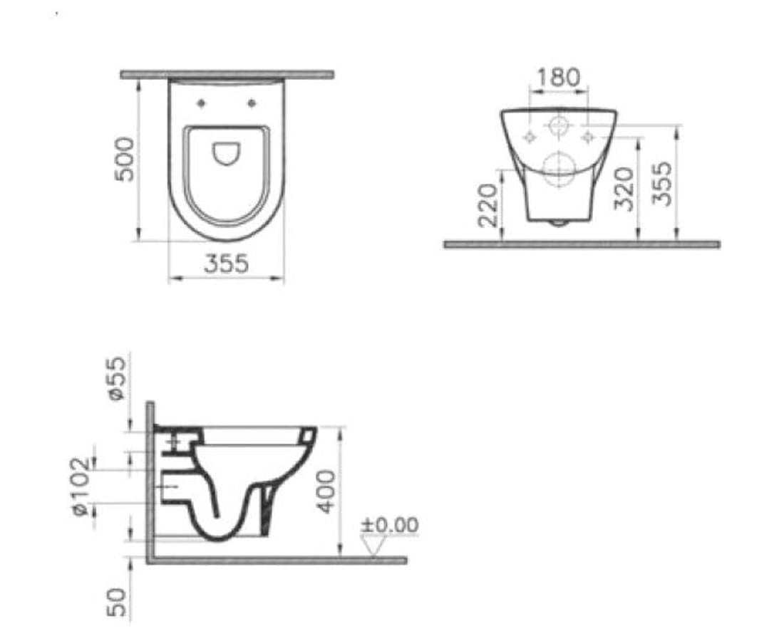 Zentrum Подвесной унитаз-цвет белый Vitra 5785B003-0075 2
