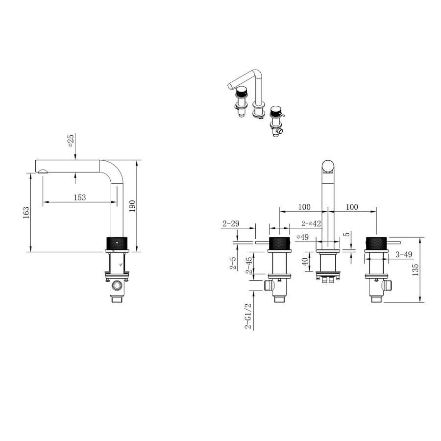 Смеситель ABBER Emotion 316 AF8808BST для раковины, брашированная сталь 3