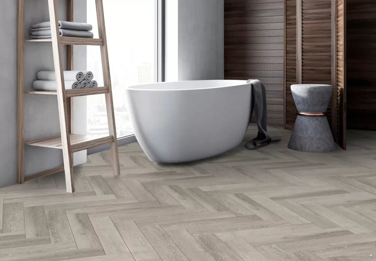 Паркет на кварце Firmfit 
STONE PARQUET Ёлка Herringbone Дуб серый 2