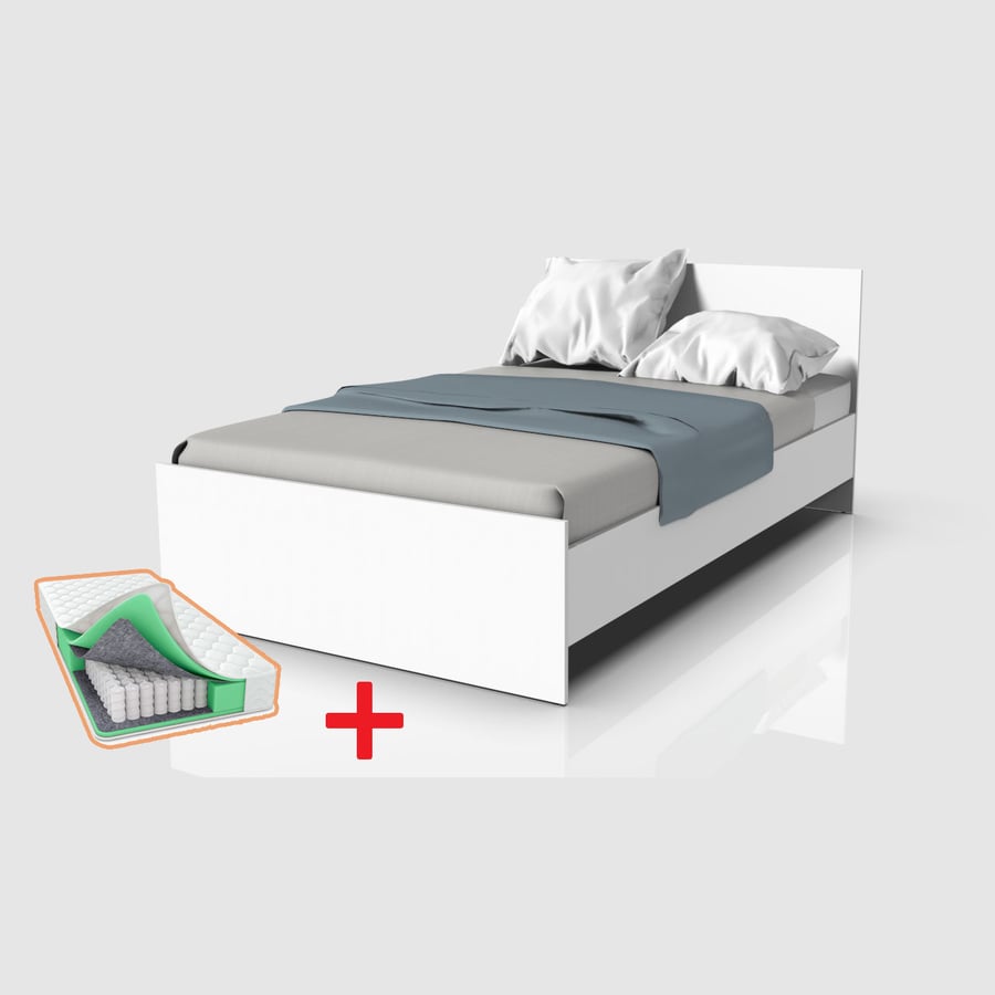 Кровать полутороспальная с матрасом Eco K12 Белый Comfort