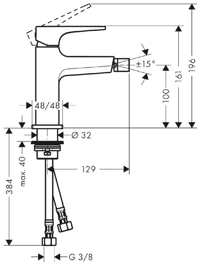 Смеситель для биде с донным клапаном, бронза Hansgrohe Metropol 32520140 2