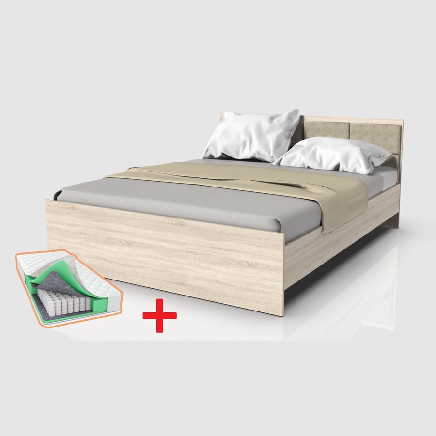 Кровать двуспальная с матрасом Eco M16 Дуб 102 Comfort