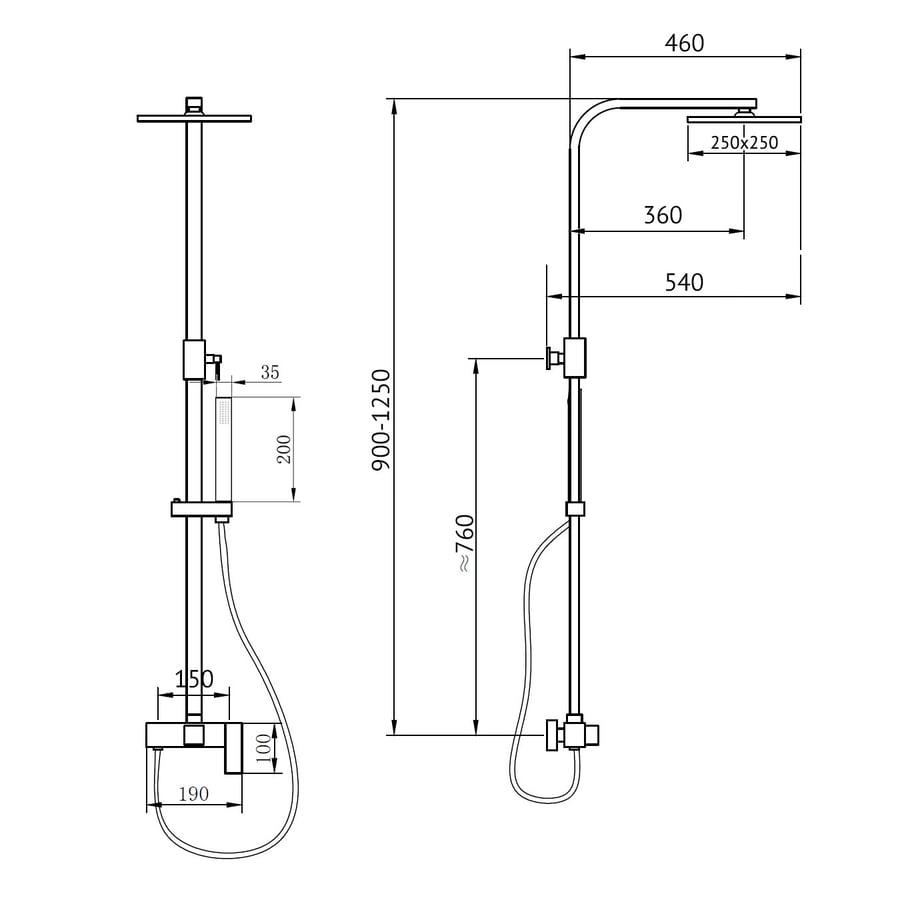 Душевая стойка ABBER Daheim AF8220G без излива, золото 3