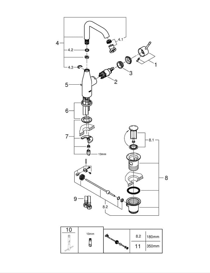 Смеситель для раковины, размер L, темный графит матовый Grohe Essence 24174AL1 2