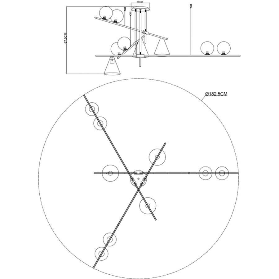 Люстра на штанге Arte Lamp JACOB A7029PL-9BK 3