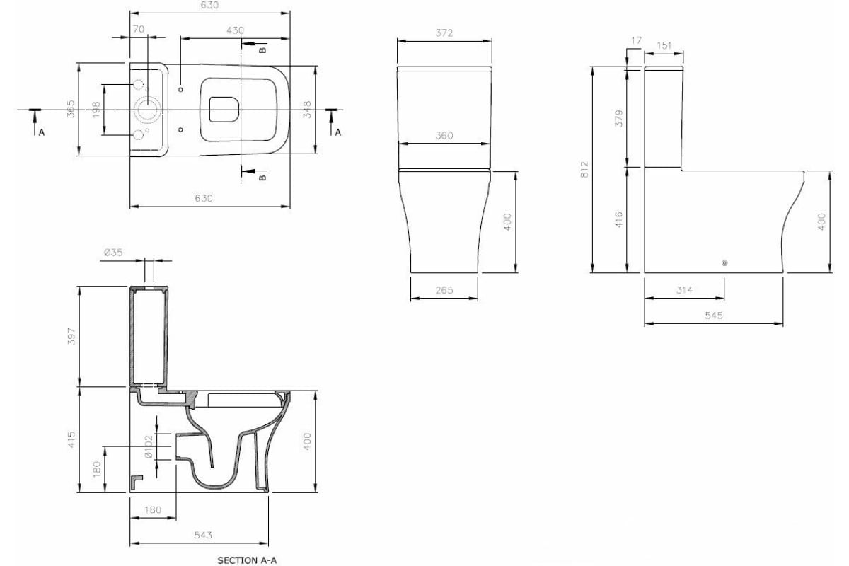 4.21012.20 INFINITY 2 Унитаз компакт Rimless, 630x380 мм, без сидения, белый 2
