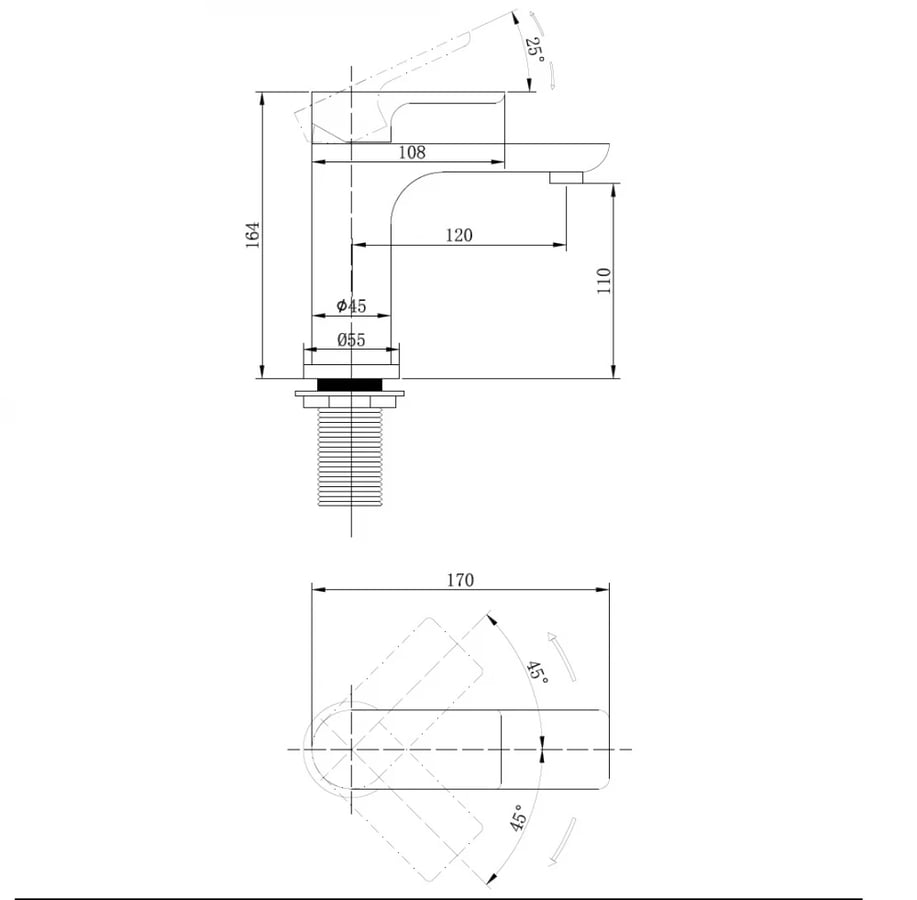 Смеситель ABBER Weiss Insel AF8010B для раковины, черный матовый 3
